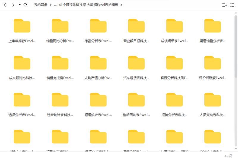 电子表格软件-41个可视化科技感 大数据Excel表格模板合集[XLSX]百度云网盘下载