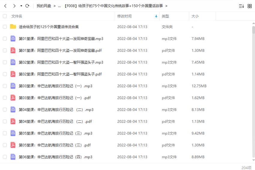 75个中国文化传统故事+150个外国童话故事音频合集[MP3]百度云网盘下载