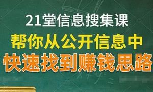 《21堂信息搜集课，帮你从公开信息中，快速找到赚钱思路》课程视频合集[MP4]百度云网盘下载