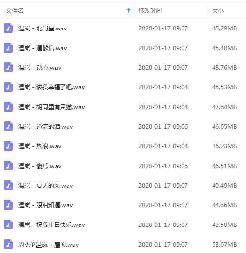 温岚12首精品流行发烧歌曲合集打包[WAV]百度云网盘下载