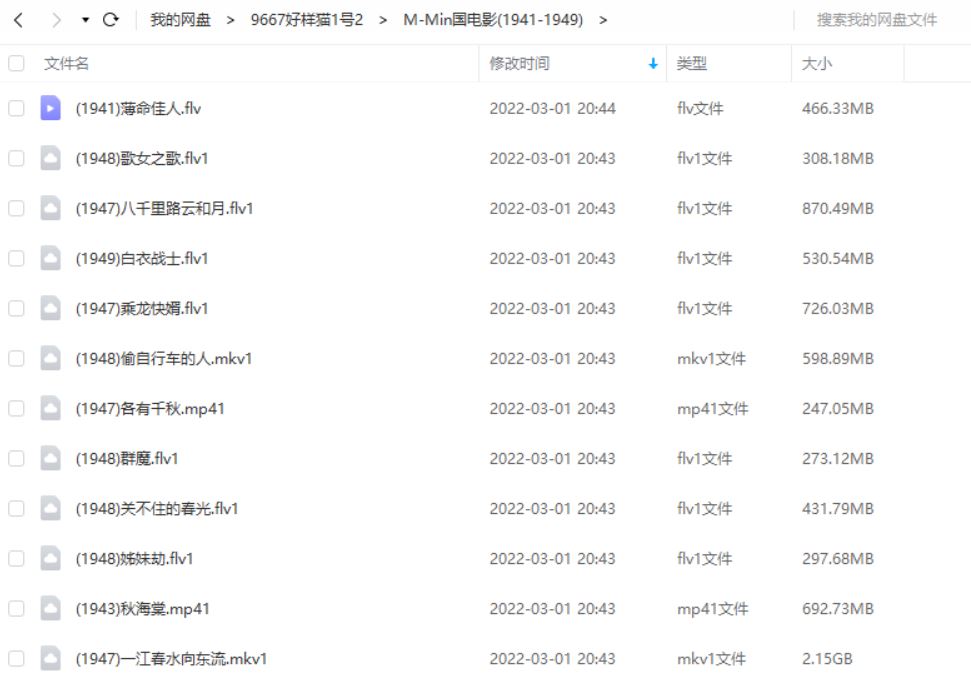 民国时期1941-1949年68部老电影大合集打包[MKV/MP4]百度云网盘下载