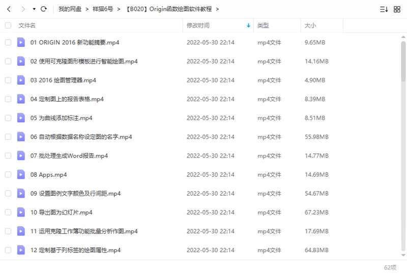 函数绘图软件Origin共62个课程教学视频高清合集[MP4]百度云网盘下载