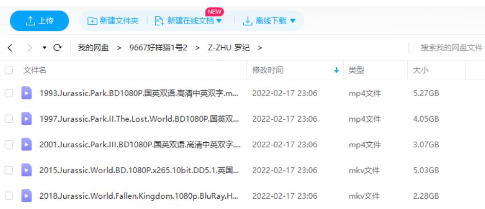 《侏罗纪公园》系列1993-2018年5部电影中文字幕蓝光超清合集[MKV/MP4]百度云网盘下载