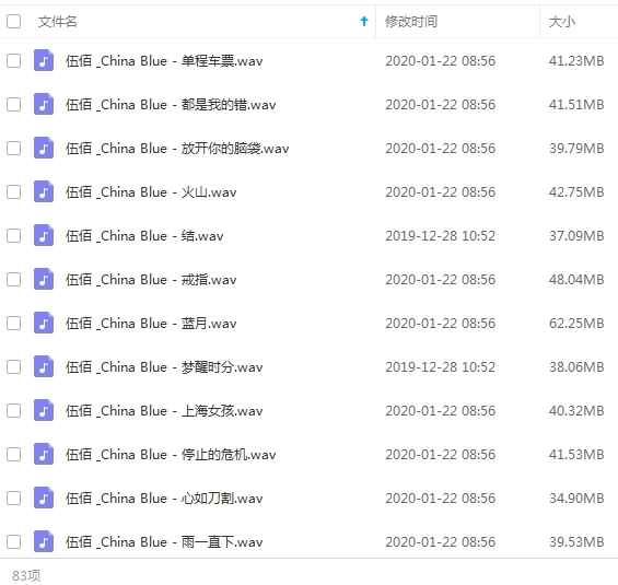 伍佰83首精品流行发烧歌曲合集打包[WAV]百度云网盘下载