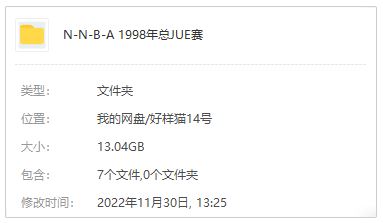 1998年NBA总决赛公牛VS爵士1-6场英语原声视频打包[MP4]百度云网盘下载