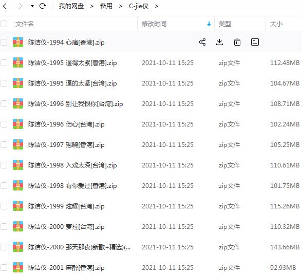 陈洁仪专辑所有歌曲合集-经典20张专辑(1994-2011)高音质音乐打包[MP3]百度云网盘下载