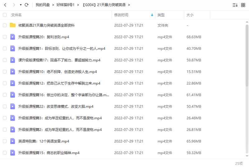 21天暴力突破英语教学课程视频+音频+资料合集[MP4/MP3/PDF]百度云网盘下载