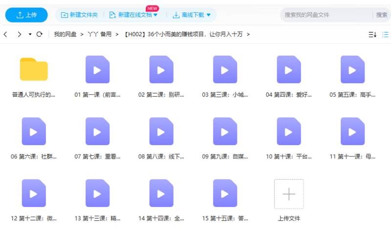 36个小而美的赚钱项目，让你月入十万的技巧[MP4]百度云网盘下载