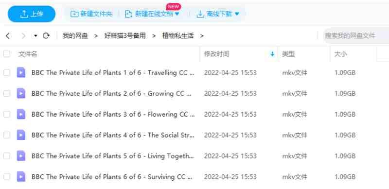 BBC纪录片之《植物私生活》1-6集英语中文字幕高清合集[MKV]百度云网盘下载