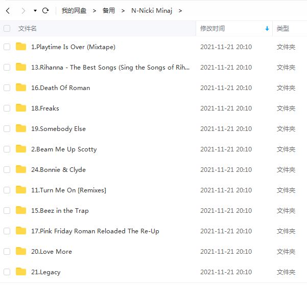 妮琪米娜/nicki minaj专辑所有歌曲合集-28张专辑无损音乐打包[MP3]百度云网盘下载