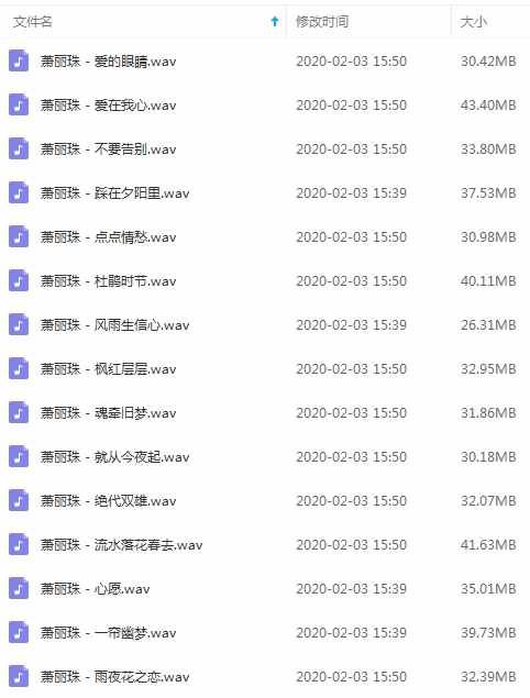 萧丽珠15首经典流行发烧歌曲合集打包[WAV]百度云网盘下载