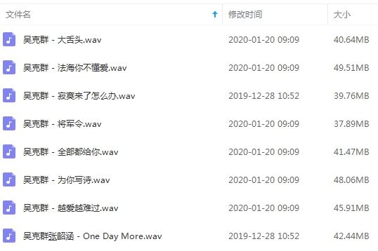吴克群8首经典流行发烧歌曲合集打包[WAV]百度云网盘下载
