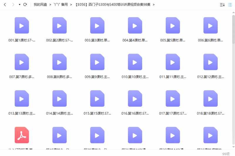 西门子S300和S400培训讲课98集视频打包[AVI]百度云网盘下载
